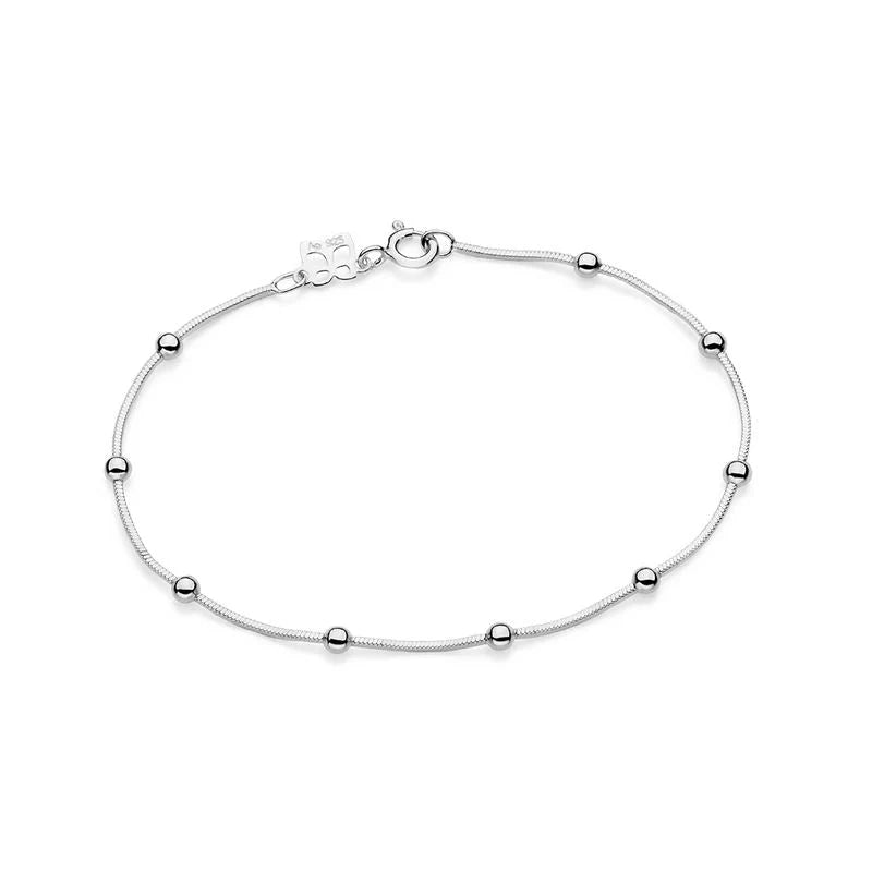 Pulsera veneciana con cuentas de plata maciza 925 ley