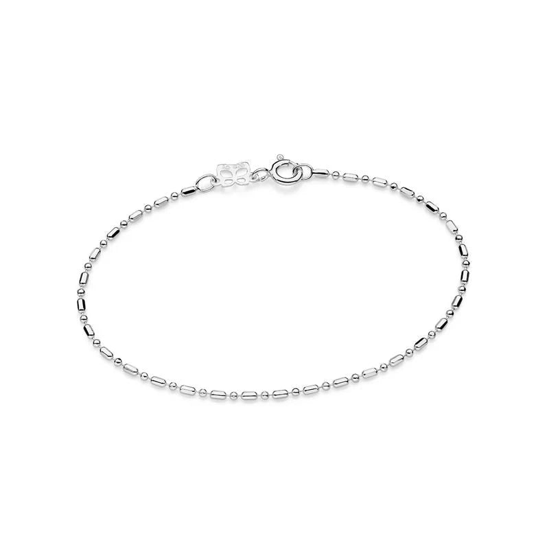 Pulsera con decoración de cuentas y abalorios en plata maciza de primera ley 925