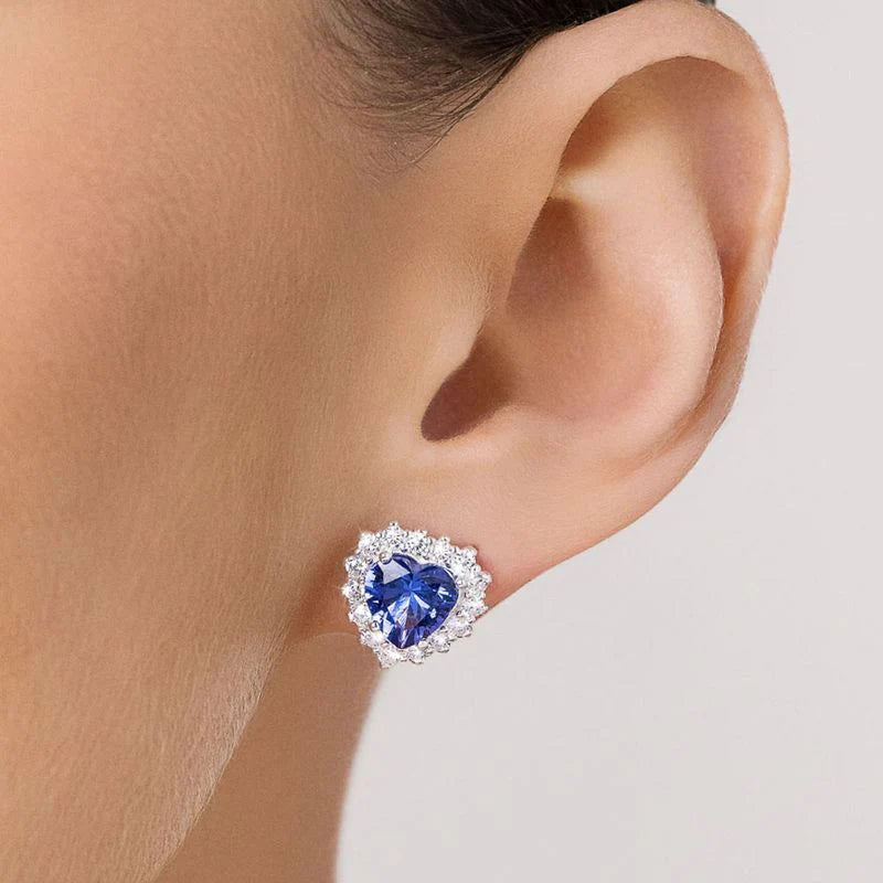 Colgantes de botón en forma de corazón fabricados en plata de ley maciza 925 con círculos cúbicos