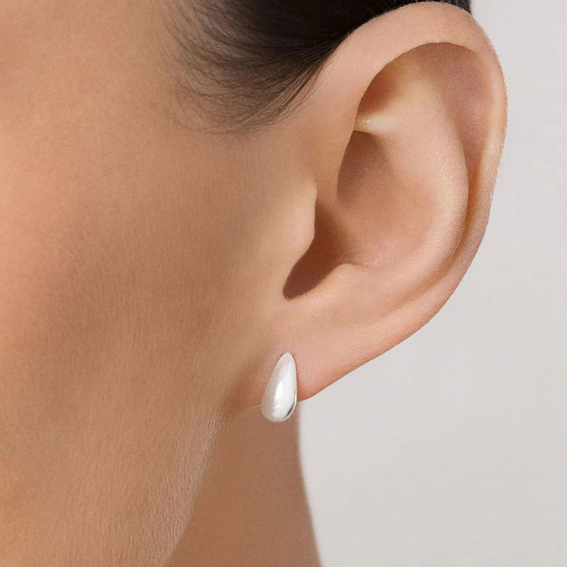 Colgantes de luna mediana en forma de lágrima en plata maciza 925 ley