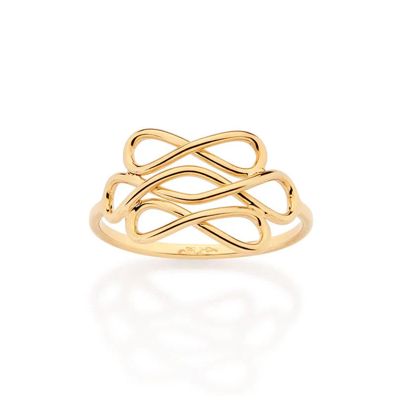 Fino anillo infinito bañado en oro de 18 quilates